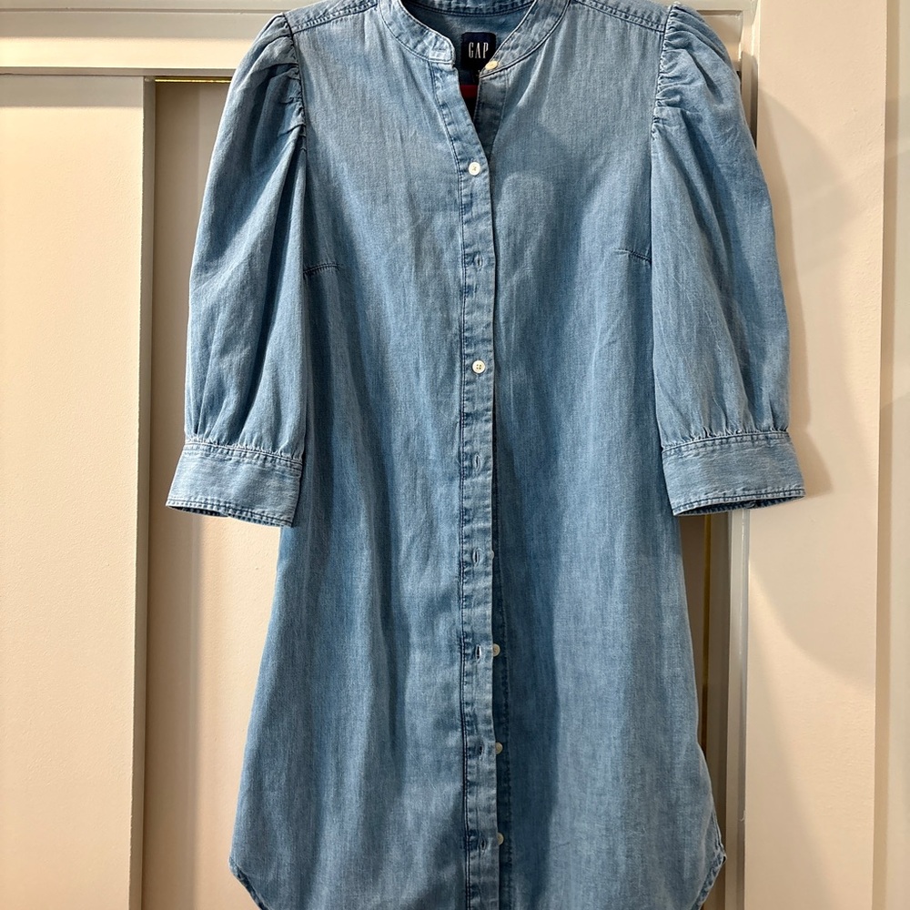 GAP Light Blue Denim Button-Front Dress